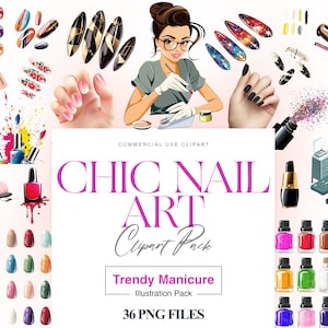 Watercolor Nails Clipart, Nail Accessories, Nail Salon, Manicure Clipart, Nail Polish PNG, Beauty, Nail Tech