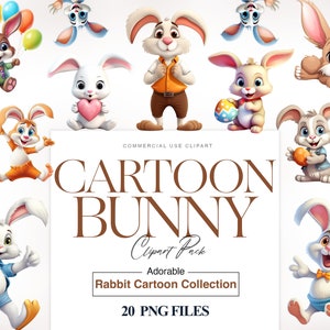 Cartoon Bunny Clipart, Funny Bunny, Cute Rabbit PNG, White Bunny Clipart, Easter Bunny Clipart, Bunny Images