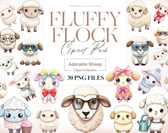 Cute Sheep Clipart, Cartoon Sheep Nursery, Baby Sheep Clipart, Cute Lamb, Fluffy Sheep, Design, Birthday Gift
