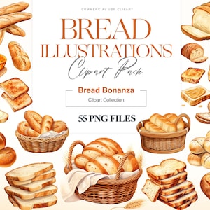 Clipart di illustrazione di pane, pagnotta di pane PNG, clipart di panetteria, pane integrale, pane tostato imburrato, pane a fette