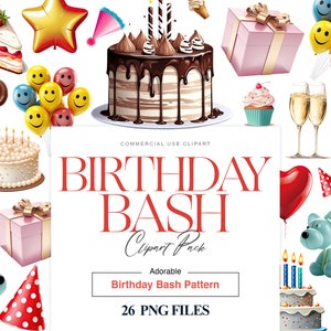 Birthday Party Clipart, Party Hats, Birthday Cake, Balloon Clipart, Baby Shower, Party Clipart, Birthday Card