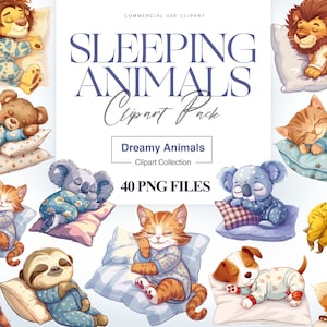 Clipart di animali addormentati, cane addormentato, simpatici animali PNG, asilo nido addormentato, cuccioli di animali, dormire sulle nuvole