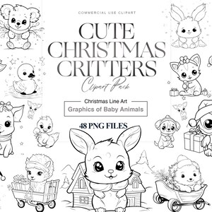 Cute Christmas Animals Clipart, Festive Animals, Xmas Animals PNG, Santa Animal, Watercolor Xmas, Holiday PNG