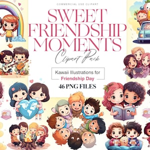 Aquarell Freundschaft Clipart, Beste Freunde, Freundinnen, BFF, Schwestern, weibliche Besties, Seelenverwandte, Mädchen PNG