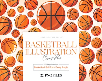 Basketball Ball Illustration Clipart, Basket Ball Art, Basketball Design, Sports Clipart, Basketball Shirt