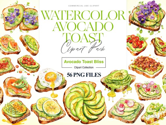 Avocado Toast Clipart, Avocado Love, Healthy Diet, Vegan Food, Avocado PNG, Bread Clipart, Breakfast, Toast