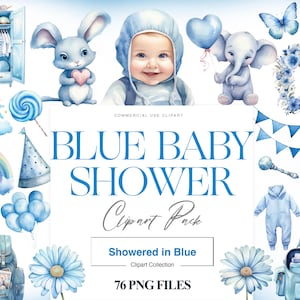 Clipart bleu baby shower, aquarelle bébé garçon, sexe révélateur, c'est un clipart garçon, nouveau-né, ballons bleus
