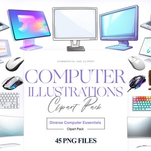 Computer Clipart, Keyboard PNG, Mouse, Desktop Computer, Vintage Retro Computer, Technology Clipart, Laptop