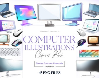 Computerclipart, toetsenbord-png, muis, desktopcomputer, vintage retrocomputer, technologie-clipart, laptop