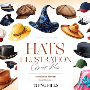 Hoeden illustratie clipart, cowboyhoed clipart, kerstmuts PNG, hoge hoed clipart, vintage hoed, mannen hoed clipart