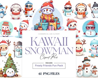 Kawaii Schneemann Clipart, Weihnachten Schneemann PNG, Niedlicher Schneemann PNG, Schneemann Illustration, Schneemann für T-Shirt
