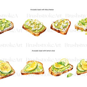 Clipart avocadotoost, liefde avocado, gezonde voeding, veganistisch eten, avocado png, clipart brood, ontbijt, toast afbeelding 4