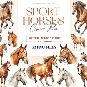 Watercolor Horse Clipart, Horse Breeds, Hanoverian Horse, Hungarian Sport, Equestrian Clipart, Running Horse