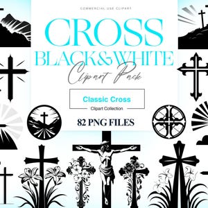 Cross Silhouette Clipart, Floral Cross PNG, Easter Cross, Fantasy, Vintage Cross Graphic, Holy Cross Wall Art
