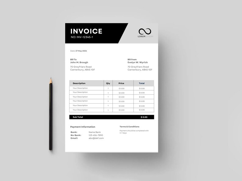 Canva Invoice Template, Invoice Bill Format, Billing Template Download ...
