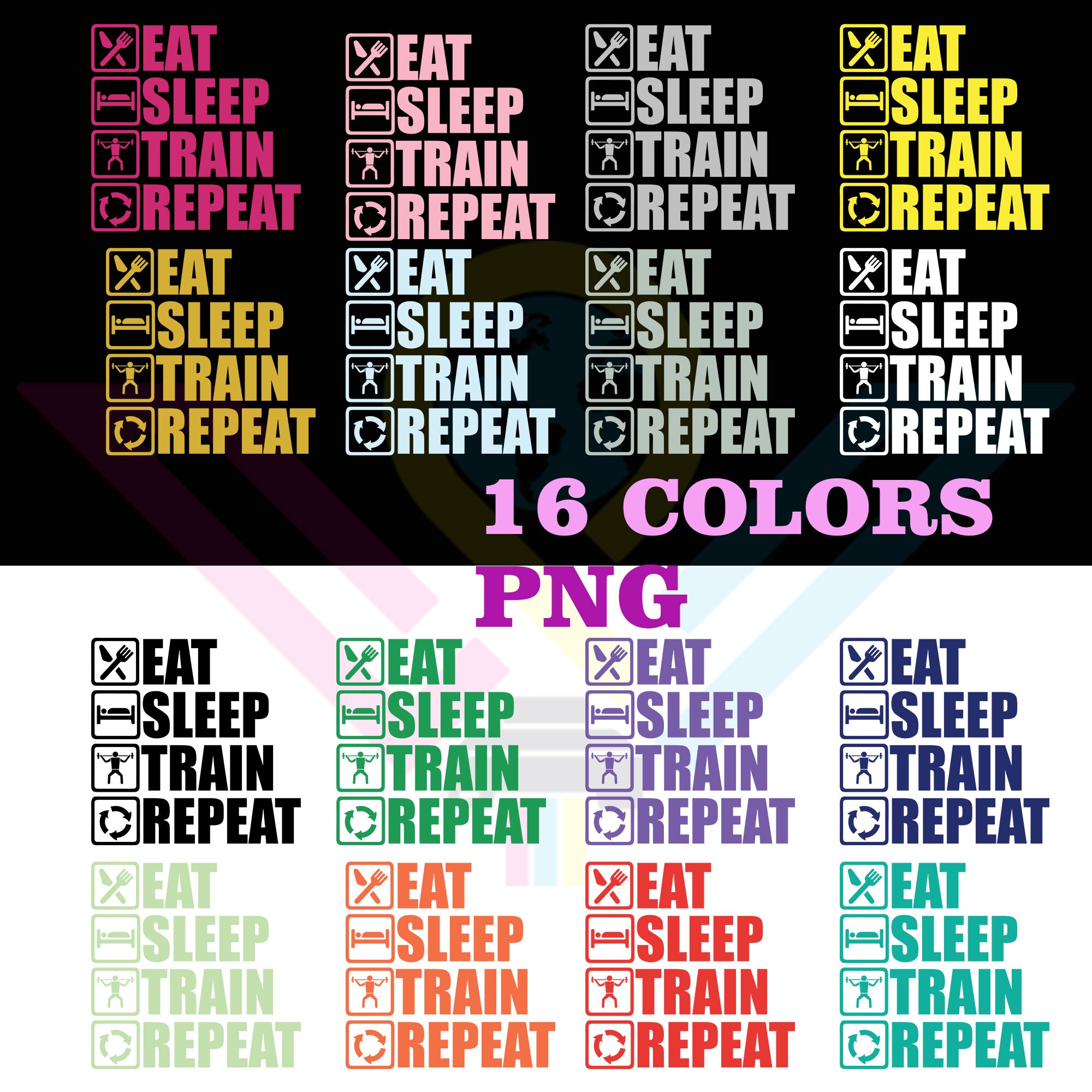 Eat Sleep Train Repeat- Gym Lover - Svg, Jpg, Png, Dxf, Pdf, Eps File ...