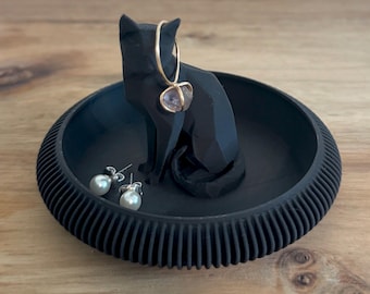 3D Printed Low Poly Cat Ring Dish – Modern Jewelry Holder