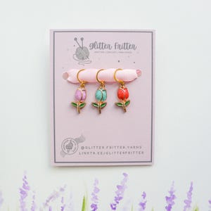 Tulip Stitch Markers: Knitting Crochet Accessory Set