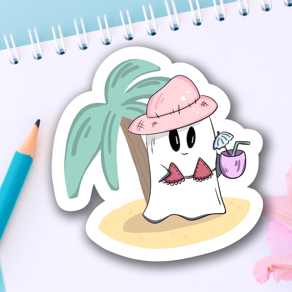 Yumyum Vacation vinyl die-cut sticker | cute kawaii sticker for computer, ghost sticker gifts, kawaii accessories, goth sticker water bottle