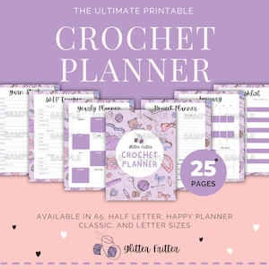 Afdrukbare HAAKPLANNER, instant download pdf, gehaakte projectplanner, digitale planner voor haaksters, haak- en garenorganisator