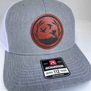 Fathers Day Gift for dad duck hunter hat, Hat for hunter, Richardson 112 leather patch duck hunting hat, Outdoor sportsman gift, Hunting hat