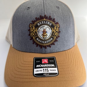 Fathers Day gift hat for dad, Richardson 112 dad joke hat, fun hat for dad, Beeline Navigation pun leather patch hat for gift