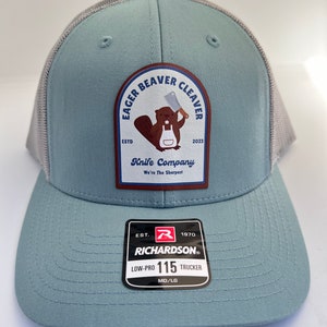 Fathers Day gift hat for dad, Richardson 112 dad joke hat, fun hat for dad, Eager Beaver Cleaver pun leather patch hat for gift, unique gift