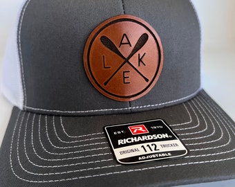 Lake Life Leather Patch Trucker Hat | Canoe Boater Dad Gift
