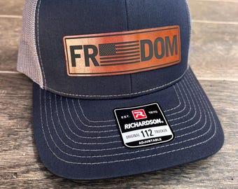 Freedom leather patch hat. United States Flag hat. Freedom hat for men or women. Freedom Flag hat. Freedom gift for dad. Freedom hat for men