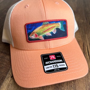 Rainbow Trout Trucker Hat, Fishing Trucker Hat, Fisherman Flat Brim Mesh Hat,  Flat Hat 
