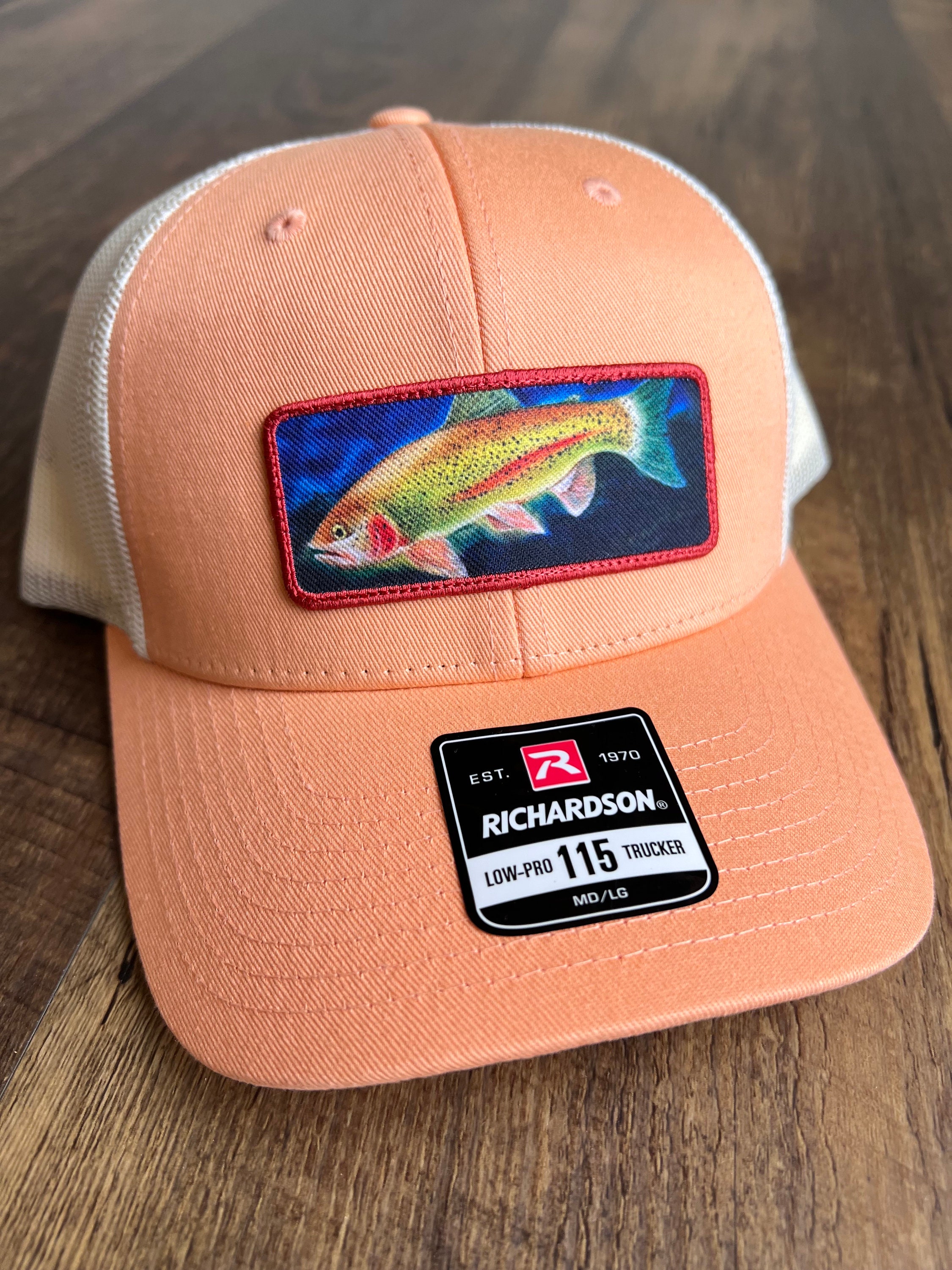 Rainbow Trout Print Stitch Patch Hat Adjustable Trucker Hat for Fishermen  Christmas Gift for Trout Fishermen Colorful Print Stitch 