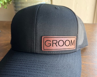 Groom Hat, Leather Patch Wedding Gift