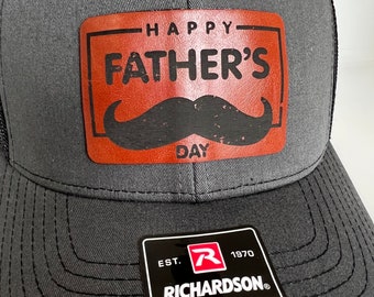 Happy Fathers Day Hat | Fathers Day hat | Mustache Hat | Hat for dad | Richardson 112 Hat for Dad