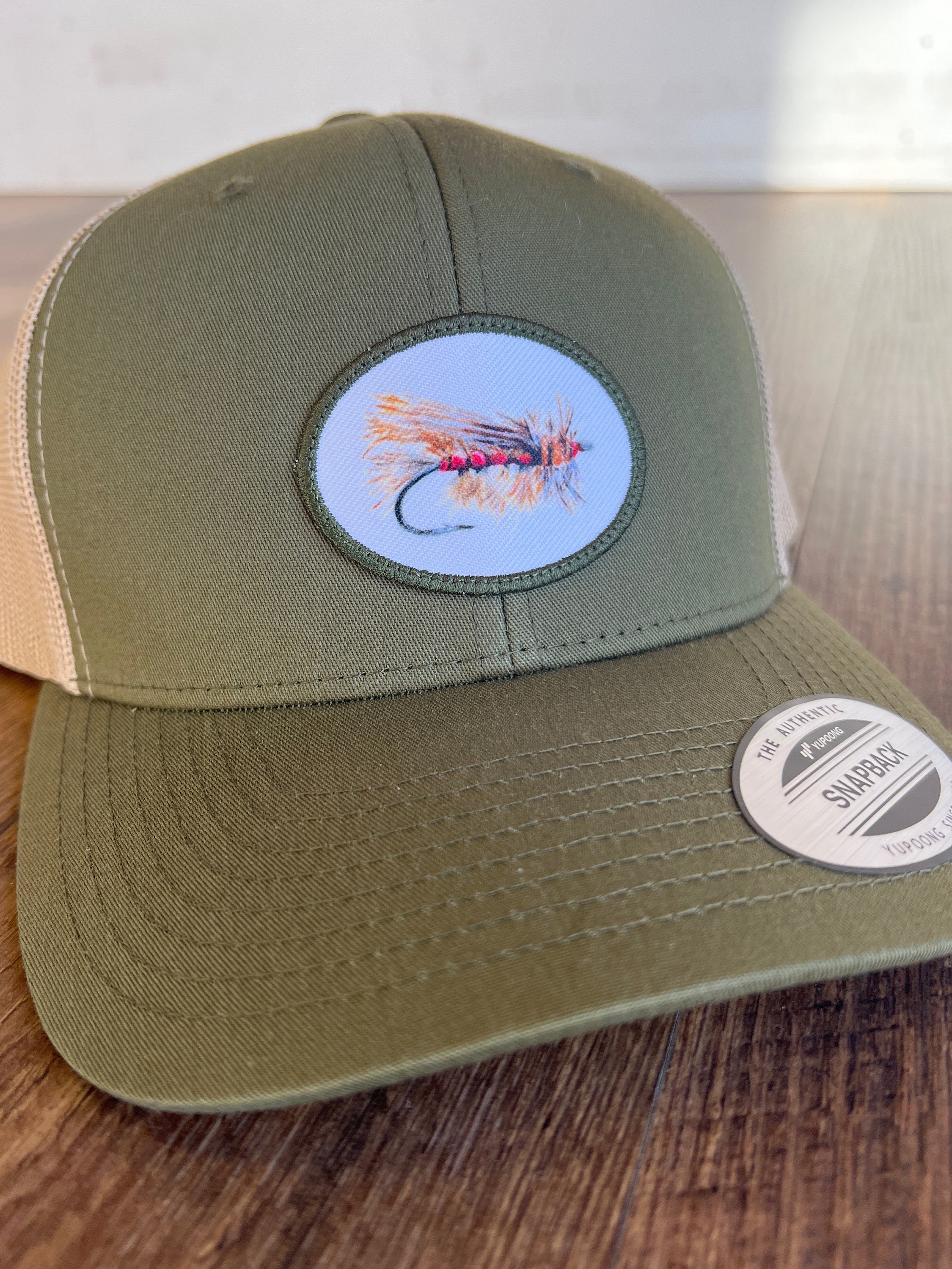 Fly Fishing Print Stitch Patch Hat | Adjustable Trucker Hat for Fishermen |  Christmas Gift for Fishermen | Colorful Print Stitch Hat