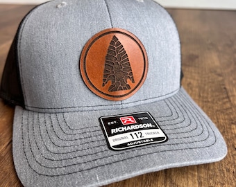 Christmas gift for dad Arrowhead Hat | Artifact Collectors | Richardson 112 Leather Patch Trucker | Great Dad Gift | Richardson 112