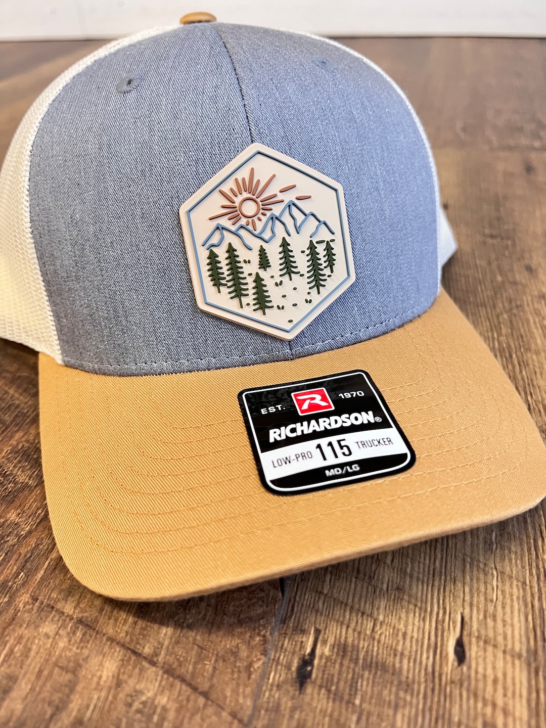 Sunrise Mountain Scene PVC Patch Hat | Adjustable Trucker Hat for ...