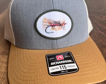 Christmas gift for dad Fly Fishing Patch Hat |  Adjustable Trucker Hat for Fishermen | Gift for Fisher | Hat for Christmas mom gift