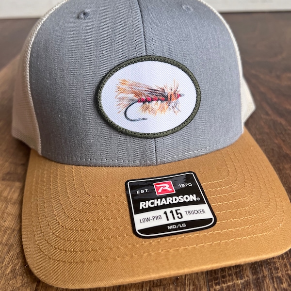 Fly Fishing Patch Hat |  Adjustable Trucker Hat for Fishermen | Mothers Day Gift for Fisher | Colorful Patch Hat for mom