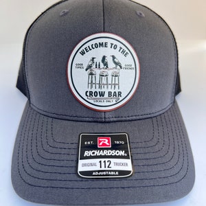 Fathers Day gift hat for dad, Richardson 112 dad joke hat, fun hat for dad, Crow Bar pun leather patch hat for gift, trucker hat unique gift