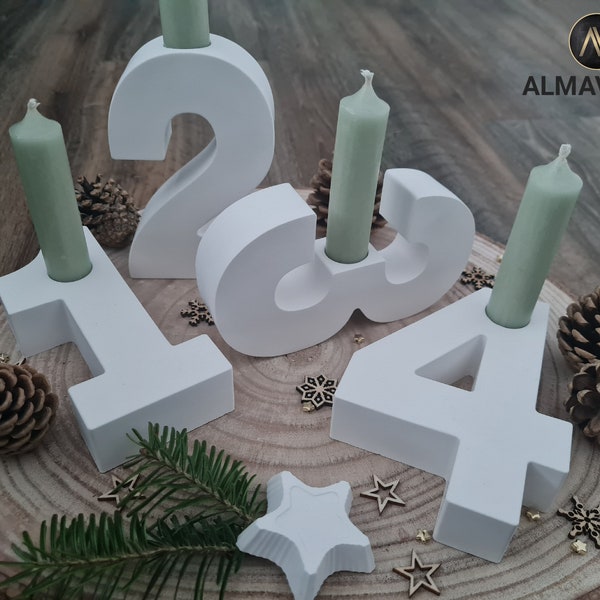 Adventszahlen 1-4 für Stabkerzen/ Adventskranz/ Weihnachtsdeko/ Winterzeit/ Weihnachten/ Advent/ Geburtstagszahlen