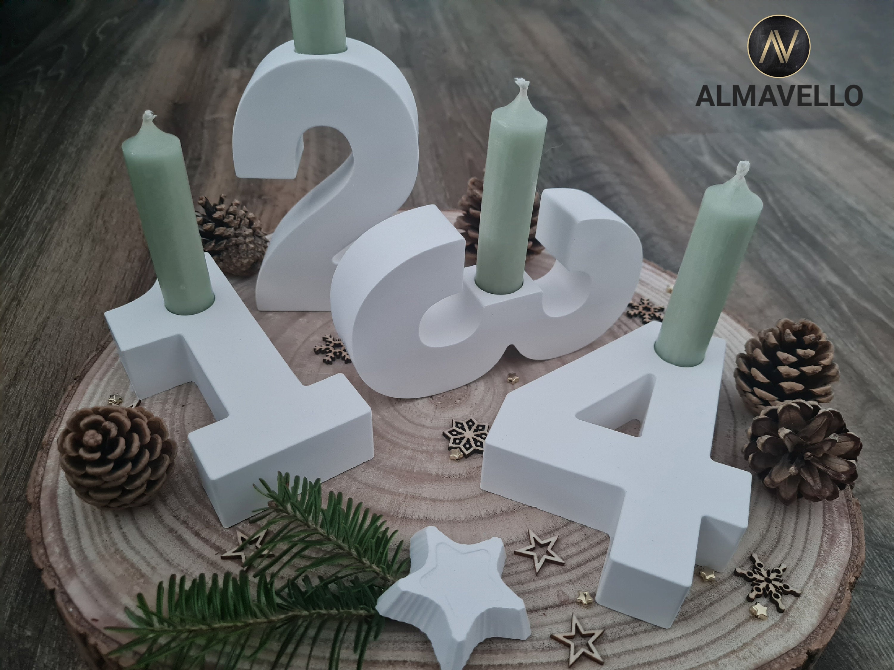 Advent numbers 1-4 for candles/ Advent wreath/ Christmas decoration/ Winter time/ Christmas/ Advent/ Birthday numbers