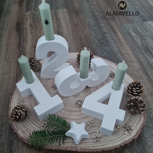 Adventszahlen Aus Holz 1-4 – 2 Sets, Mit Juteschnur, Für Kranz & Kerzendeko