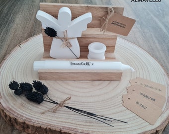 Mourning box /Mourning candle with candle holder & angel /Guardian angel /Wooden farewell box/Mourning gift/Remembrance light/Remembrance box/Condolence