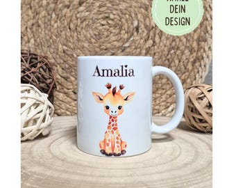 Children's mug personalized with name/Children's mug with animal design/Gift for children/Ceramic mug/Birthday gift/Gift for school enrollment