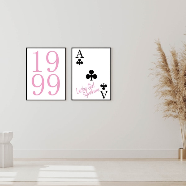 Adorable Vintage Art 1999 Poster | Retro Ace Wall Art | Playing Card Art | Aesthetic Retro Art | Trendy Art Print | Vintage Wall Decor