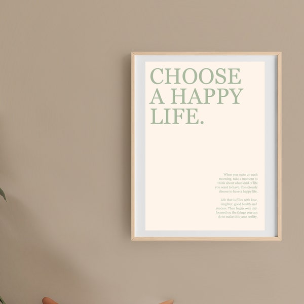 Choose Happy Print - Etsy