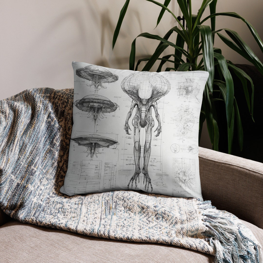 Alien UFO Scientific Schematic Pillow Case - Etsy