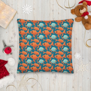 Orange Fish in Blue Water Premium Pillow