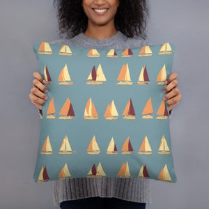 Abstract Sailboat Throw Pillow