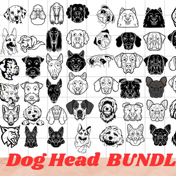 Dog head SVG, Dog head vector svg, dog head cane, dog head circut clipart, dog head concho, dog head sweatshirt, custom golf head cover dog